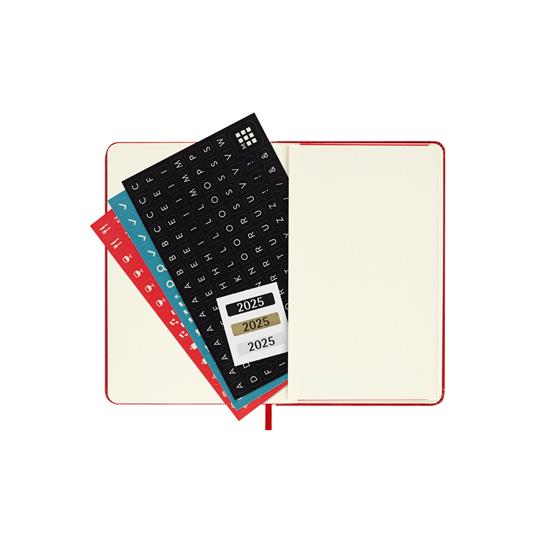 Agenda settimanale con spazio per note 12 mesi, 2025 Moleskine, Pocket, Copertina rigida, Rosso scarlatto - 9 x 14 cm - 5