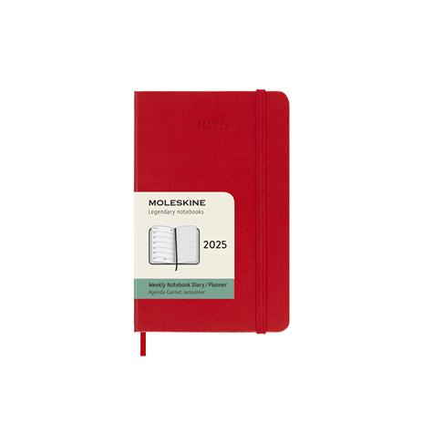 Agenda settimanale con spazio per note 12 mesi, 2025 Moleskine, Pocket, Copertina rigida, Rosso scarlatto - 9 x 14 cm - 7