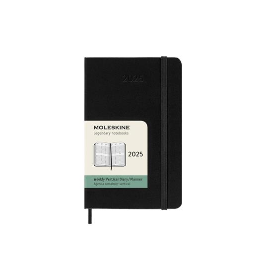 Agenda settimanale verticale 12 mesi, 2025 Moleskine, Pocket, Copertina rigida, Nero - 9 x 14 cm - 7