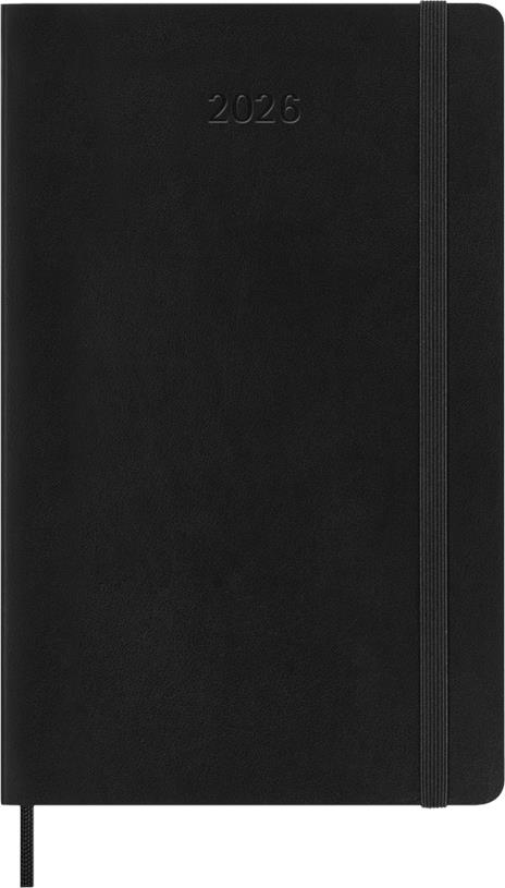 Agenda giornaliera Moleskine 2026, 12 mesi, Large, Copertina morbida, Nero - Large 13x21