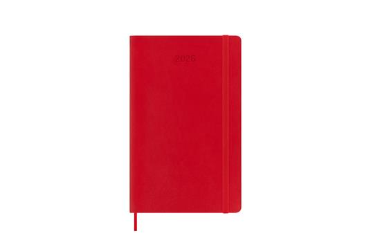 Agenda giornaliera Moleskine 2026, 12 mesi, Large, Copertina morbida, Rosso scarlatto - Large 13x21