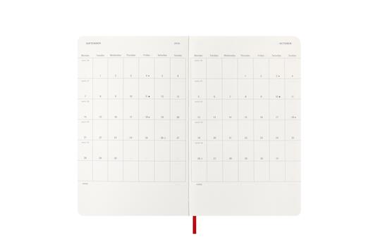 Agenda giornaliera Moleskine 2026, 12 mesi, Large, Copertina morbida, Rosso scarlatto - Large 13x21 - 4