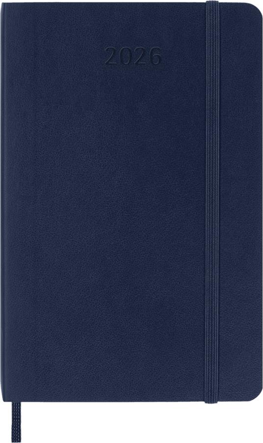 Agenda settimanale Moleskine 2026, con spazio per note 12 mesi, Pocket, Copertina morbida, Blu zaffiro - Pocket 9x14 