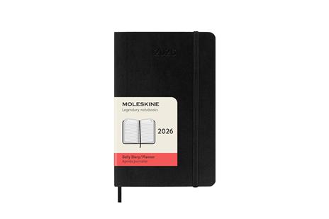 Agenda giornaliera Moleskine 2025-26, 12 mesi, Pocket, Copertina morbida, Nero - Pocket 9x14 - 7