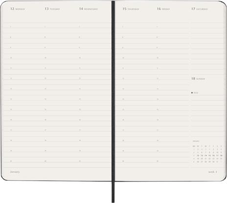 Agenda settimanale Moleskine 2026, verticale PRO 12 mesi, Large, Copertina rigida, Nero - Large 13x21 - 4