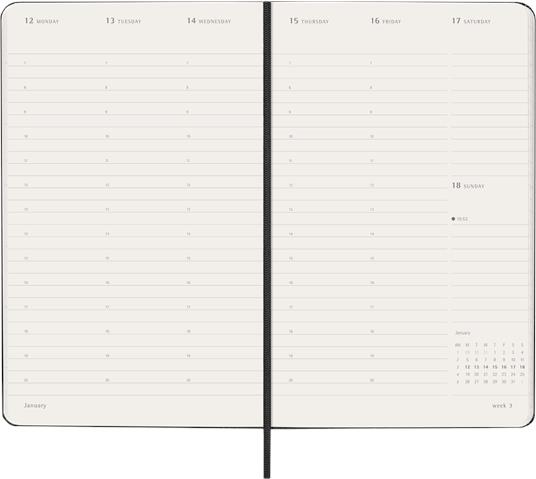 Agenda settimanale Moleskine 2026, verticale PRO 12 mesi, Large, Copertina rigida, Nero - Large 13x21 - 4