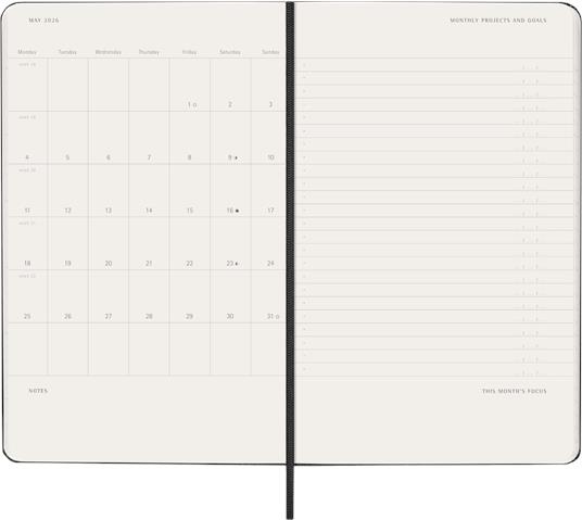Agenda settimanale Moleskine 2026, verticale PRO 12 mesi, Large, Copertina rigida, Nero - Large 13x21 - 5