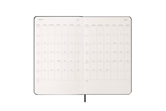 Agenda settimanale Moleskine 2025-26, con spazio per note 12 mesi, Large, Copertina rigida, Nero - Large 13x21 - 4