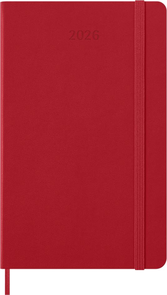 Agenda settimanale Moleskine 2026, con spazio per note 12 mesi, Large, Copertina rigida, Rosso scarlatto - Large 13x21
