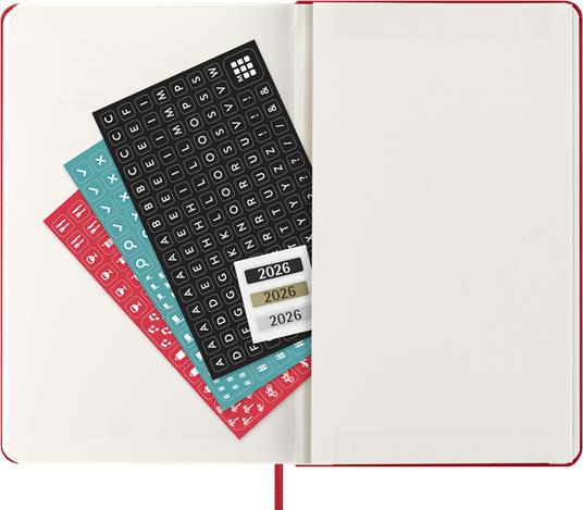 Agenda settimanale Moleskine 2026, con spazio per note 12 mesi, Large, Copertina rigida, Rosso scarlatto - Large 13x21 - 5