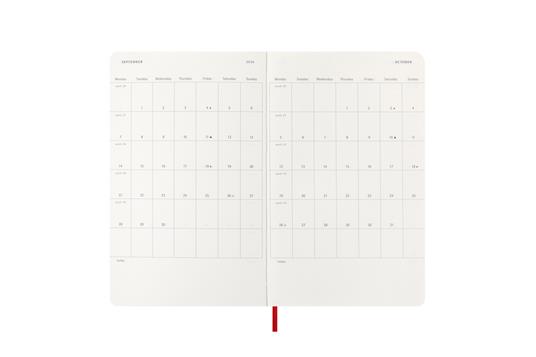 Agenda settimanale Moleskine 2025-26, con spazio per note 12 mesi, Large, Copertina morbida, Rosso scarlatto - Large 13x21 - 4