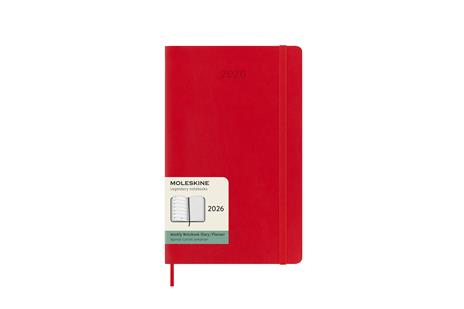 Agenda settimanale Moleskine 2025-26, con spazio per note 12 mesi, Large, Copertina morbida, Rosso scarlatto - Large 13x21 - 7