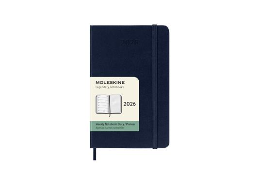 Agenda settimanale Moleskine 2025-26, con spazio per note 12 mesi, Pocket, Copertina rigida, Blu zaffiro - Pocket 9x14 - 7