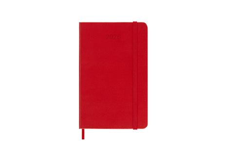 Agenda settimanale Moleskine 2025-26, con spazio per note 12 mesi, Pocket, Copertina rigida, Rosso scarlatto - Pocket 9x14