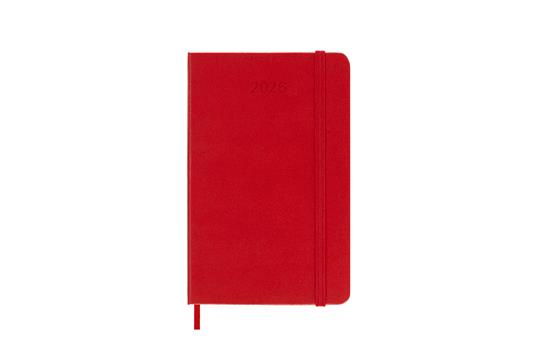 Agenda settimanale Moleskine 2025-26, con spazio per note 12 mesi, Pocket, Copertina rigida, Rosso scarlatto - Pocket 9x14