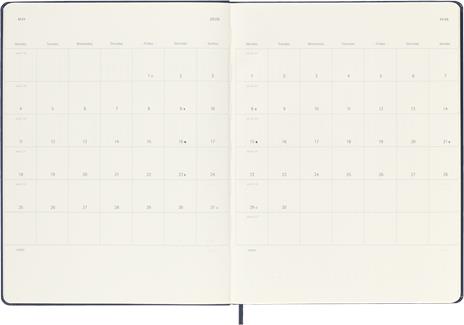 Agenda settimanale Moleskine 2026, con spazio per note 12 mesi, XL, Copertina rigida, Blu zaffiro - XL 19x25 - 4