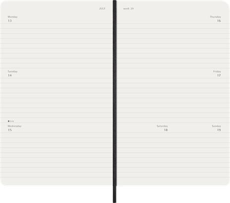 Agenda settimanale Moleskine 2026, orizzontale 12 mesi, Large, Copertina morbida, Nero - Large 13x21  - 3