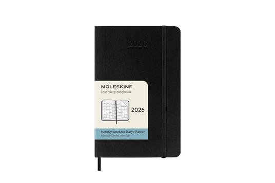 Agenda mensile Moleskine 2026, 12 mesi, Pocket, Copertina morbida, Nero - Pocket 9x14 - 7