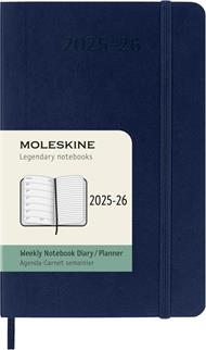 Agenda settimanale Moleskine 2025-26, con spazio per note 18 mesi, Pocket, Copertina morbida, Blu zaffiro - Pocket 9x14
