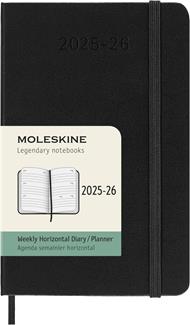 Agenda settimanale Moleskine 2025-26, orizzontale 18 mesi, Pocket, Copertina rigida, Nero - Pocket 9x14