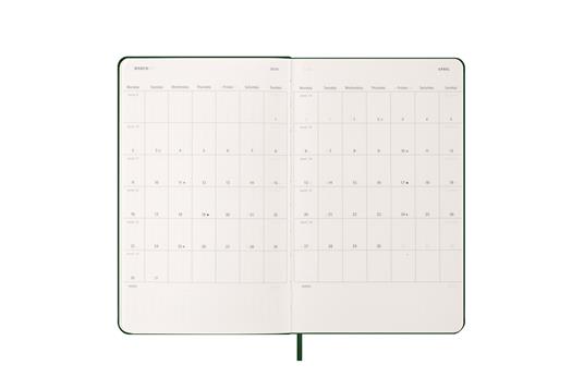 Agenda settimanale Moleskine 2025-26, con spazio per note 12 mesi, Large, Copertina rigida, Verde mirto - Large 13x21 - 4
