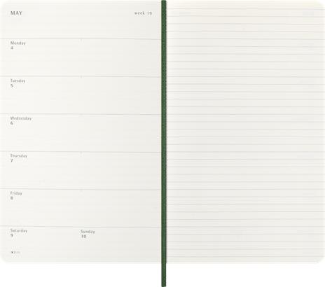 Agenda settimanale Moleskine 2026, con spazio per note 12 mesi, Large, Copertina morbida, Verde mirto - Large 13x21  - 3