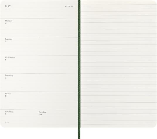 Agenda settimanale Moleskine 2026, con spazio per note 12 mesi, Large, Copertina morbida, Verde mirto - Large 13x21  - 3