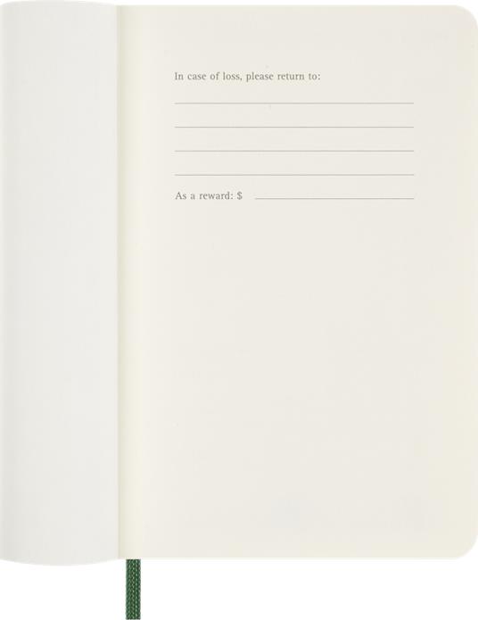 Agenda settimanale Moleskine 2026, con spazio per note 12 mesi, Pocket, Copertina morbida, Verde mirto - Pocket 9x14  - 2