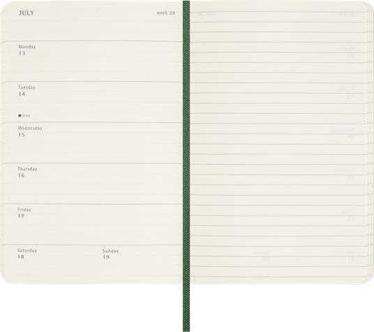 Agenda settimanale Moleskine 2026, con spazio per note 12 mesi, Pocket, Copertina morbida, Verde mirto - Pocket 9x14  - 3