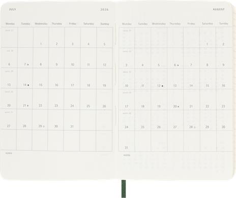 Agenda settimanale Moleskine 2026, con spazio per note 12 mesi, Pocket, Copertina morbida, Verde mirto - Pocket 9x14  - 4