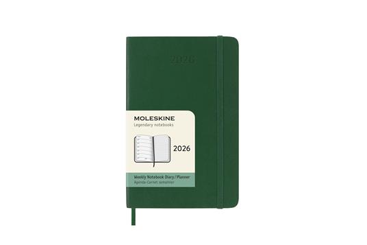 Agenda settimanale Moleskine 2026, con spazio per note 12 mesi, Pocket, Copertina morbida, Verde mirto - Pocket 9x14  - 7