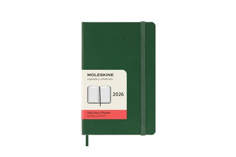 Agenda giornaliera Moleskine 2026, 12 mesi, Pocket, Copertina rigida, Verde mirto - Pocket 9x14 - 7