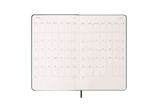 Agenda giornaliera Moleskine 2025-26, 12 mesi, Large, Copertina rigida, Verde mirto - Large 13x21 - 4