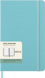 Agenda settimanale Moleskine 2025-26, con spazio per note 18 mesi, Large, Copertina rigida, Aquamarine - Large 13x21