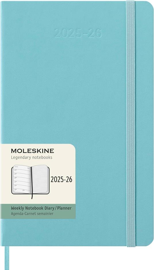 Agenda settimanale Moleskine 2025-26, con spazio per note 18 mesi, Large, Copertina rigida, Aquamarine - Large 13x21