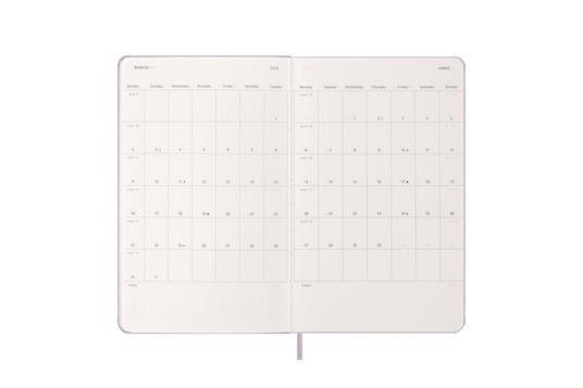 Agenda giornaliera Moleskine 2025-26, 12 mesi, Large, Copertina rigida, Pastel Lilac - Large 13x21 - 4