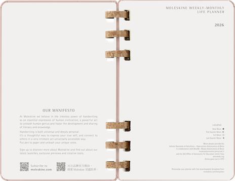 Agenda con rilegatura a spirale 2026 Moleskine. Color nocciola - Large 13x21  - 3