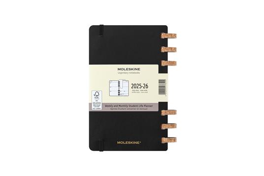 Agenda con rilegatura a spirale 2025-26 Moleskine. Nero - Large 15x21 - 18