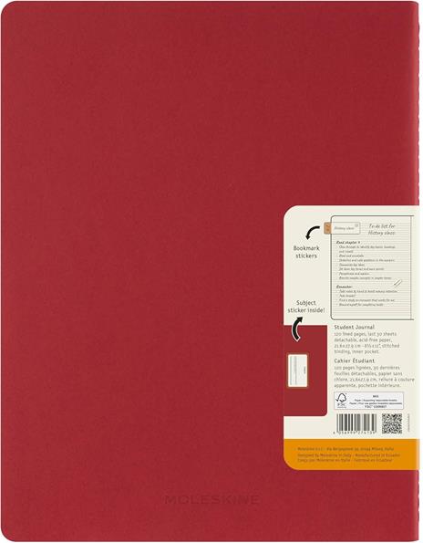 Moleskine Student cahier - taccuino XXL ruled red, rosso - 2