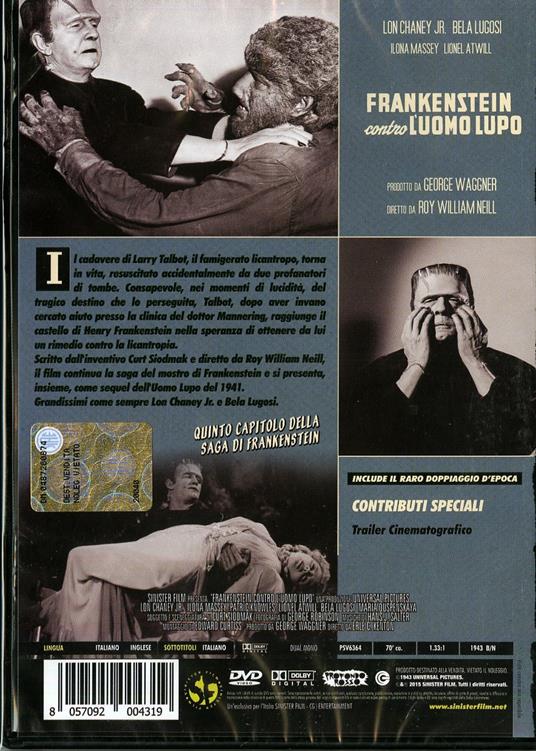Frankenstein Contro L'Uomo Lupo (DVD) di Roy William Neill - DVD - 2