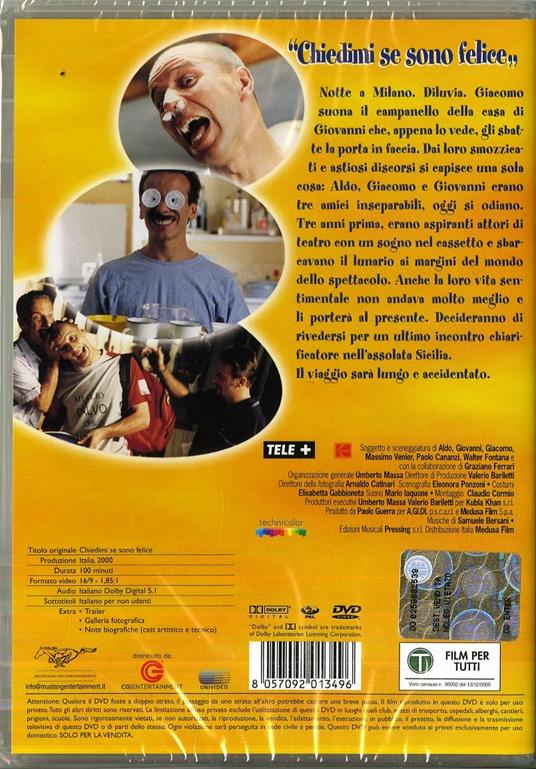 Chiedimi se sono felice di Giovanni Storti,Aldo Baglio,Giacomo Poretti,Massimo Venier - DVD - 2