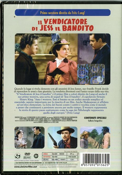 Il vendicatore di Jess il bandito di Fritz Lang - DVD - 2