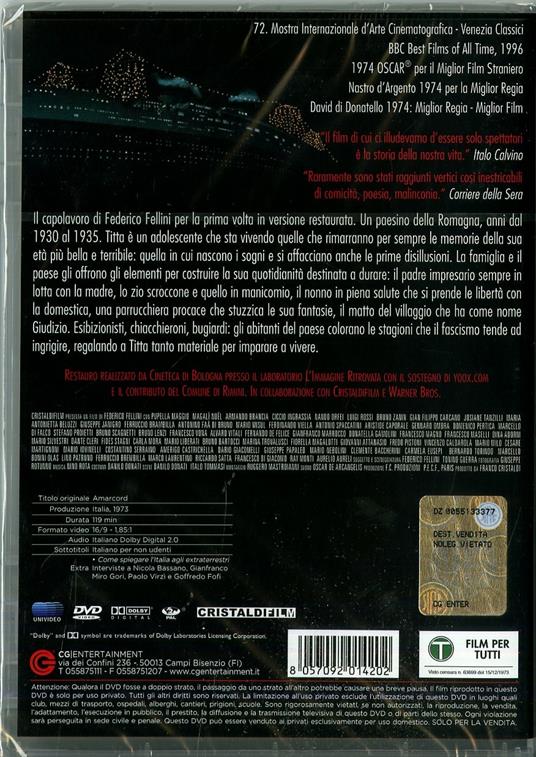 Amarcord di Federico Fellini - DVD - 2