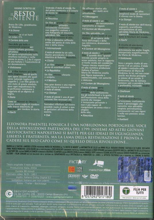 Il resto di niente (DVD) di Antonietta De Lillo - DVD - 2