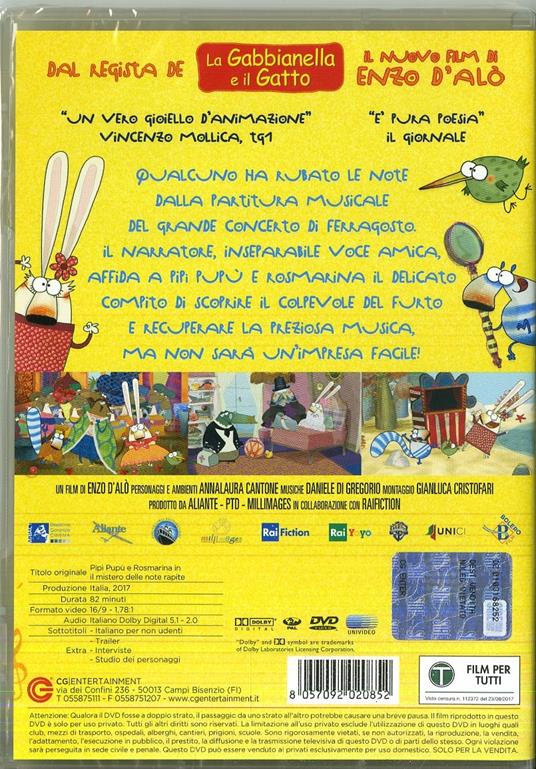 Pipì, Pupù e Rosmarina in "Il mistero delle note sparite" (DVD) di Enzo D'Alò - DVD - 7
