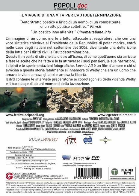 Love Is All. Piergiorgio Welby, Autoritratto (DVD) di Livia Giunti,Francesco Andreotti - DVD - 2