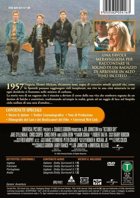 Cielo d'ottobre (DVD) di Joe Johnston - DVD - 2