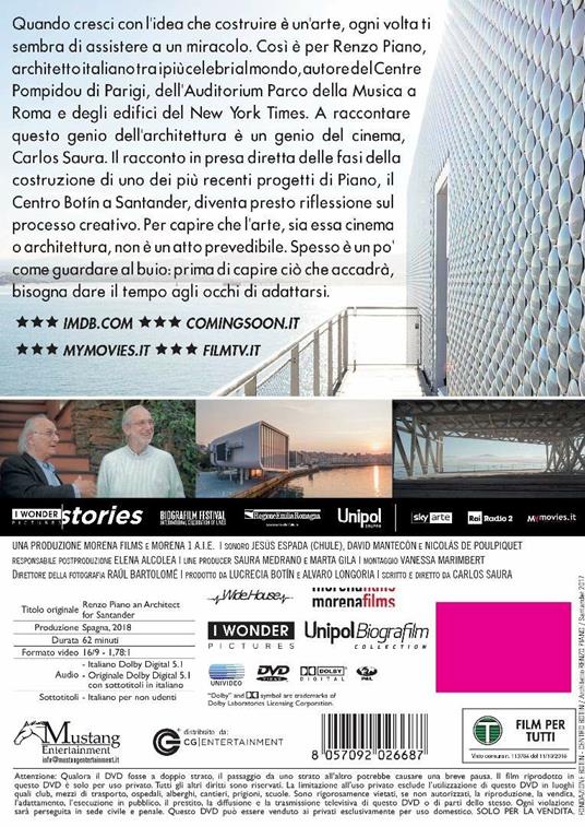 Renzo Piano. L'architetto della luce (DVD) di Carlos Saura - DVD - 2