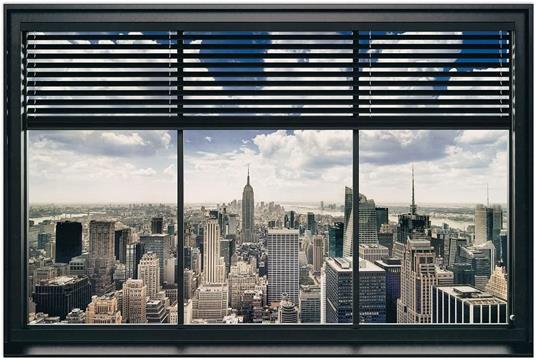 Pannelli Decorativi New York Window Blinds Quadro, Legno, Multicolore, 90x1.8x60 cm