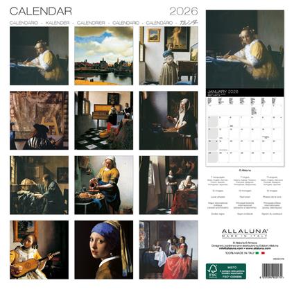 Calendario da muro 2026 Vermeer Allaluna - 30 x 30 cm